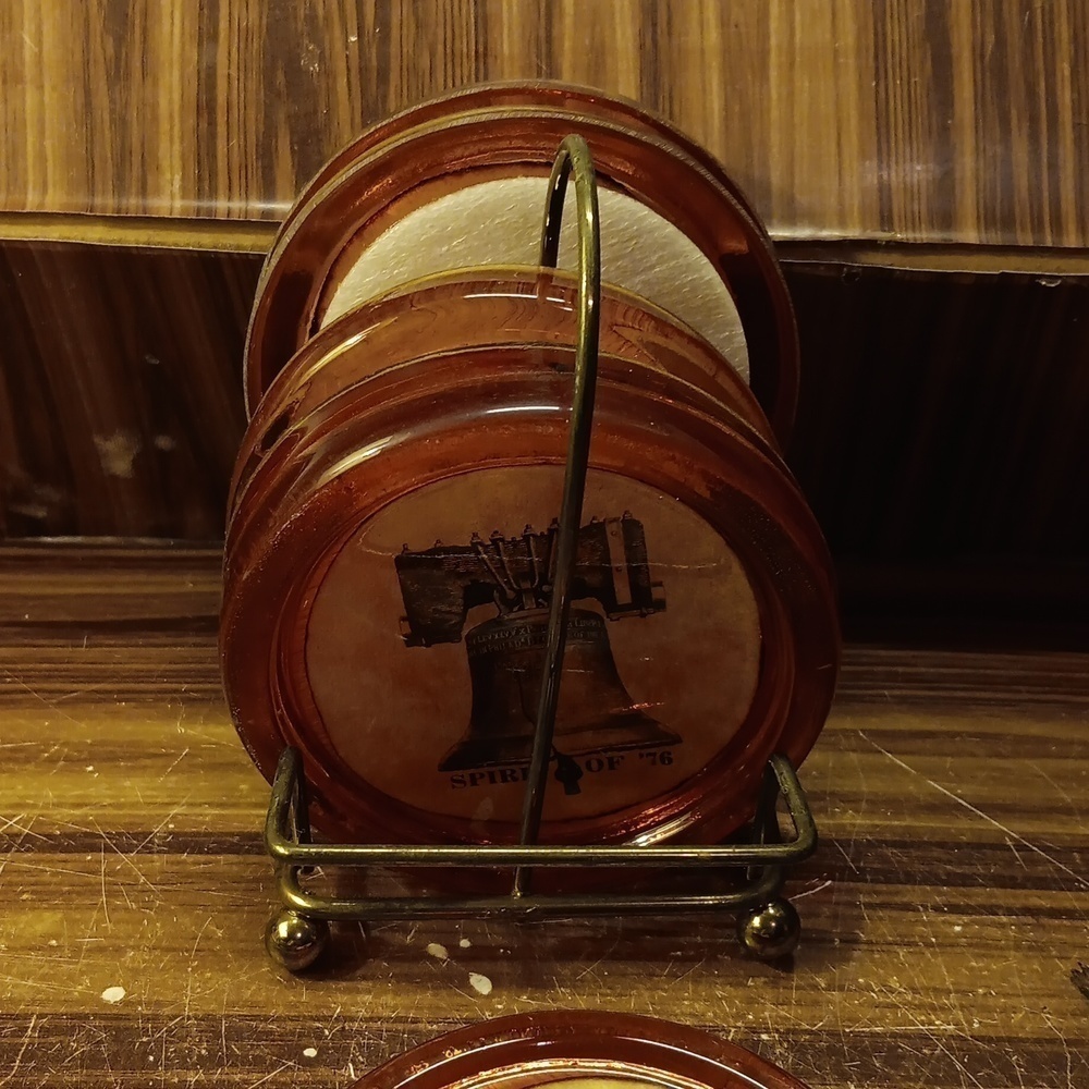Vintage 1976 Liberty Bell coaster set
